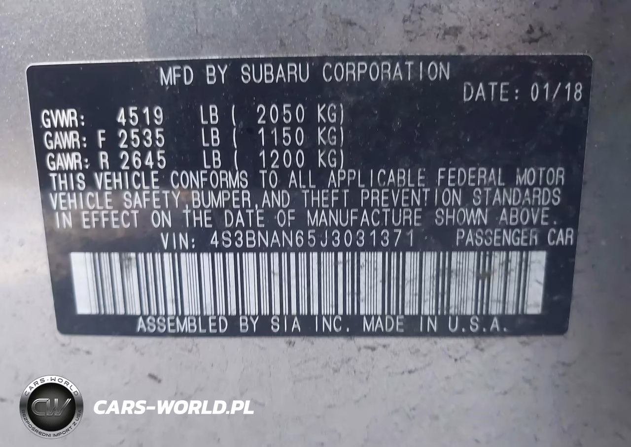 2018 Subaru Legacy 2.5I Limited VIN:4S3BNAN65J3031371 - 9