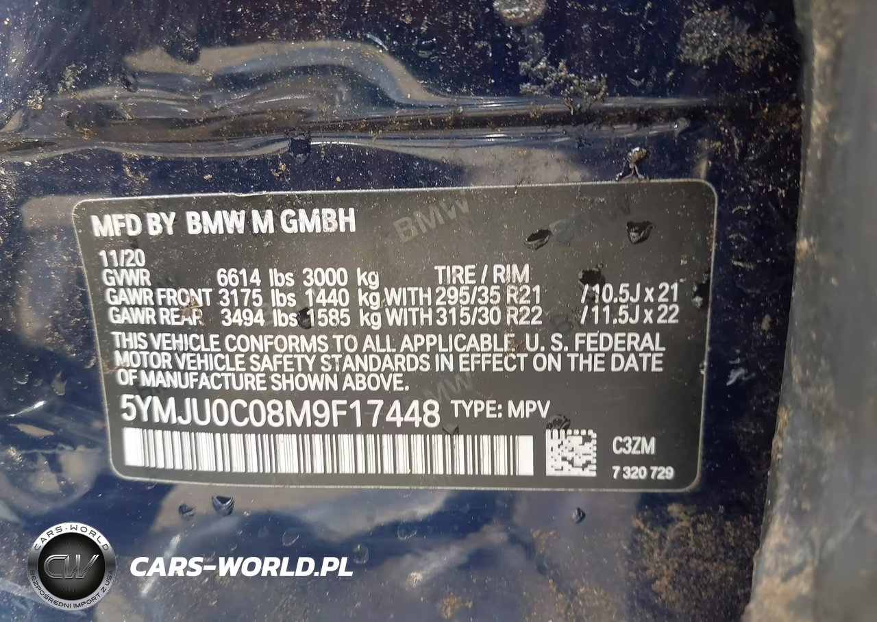 2021 BMW X5 M VIN:5YMJU0C08M9F17448 - 9