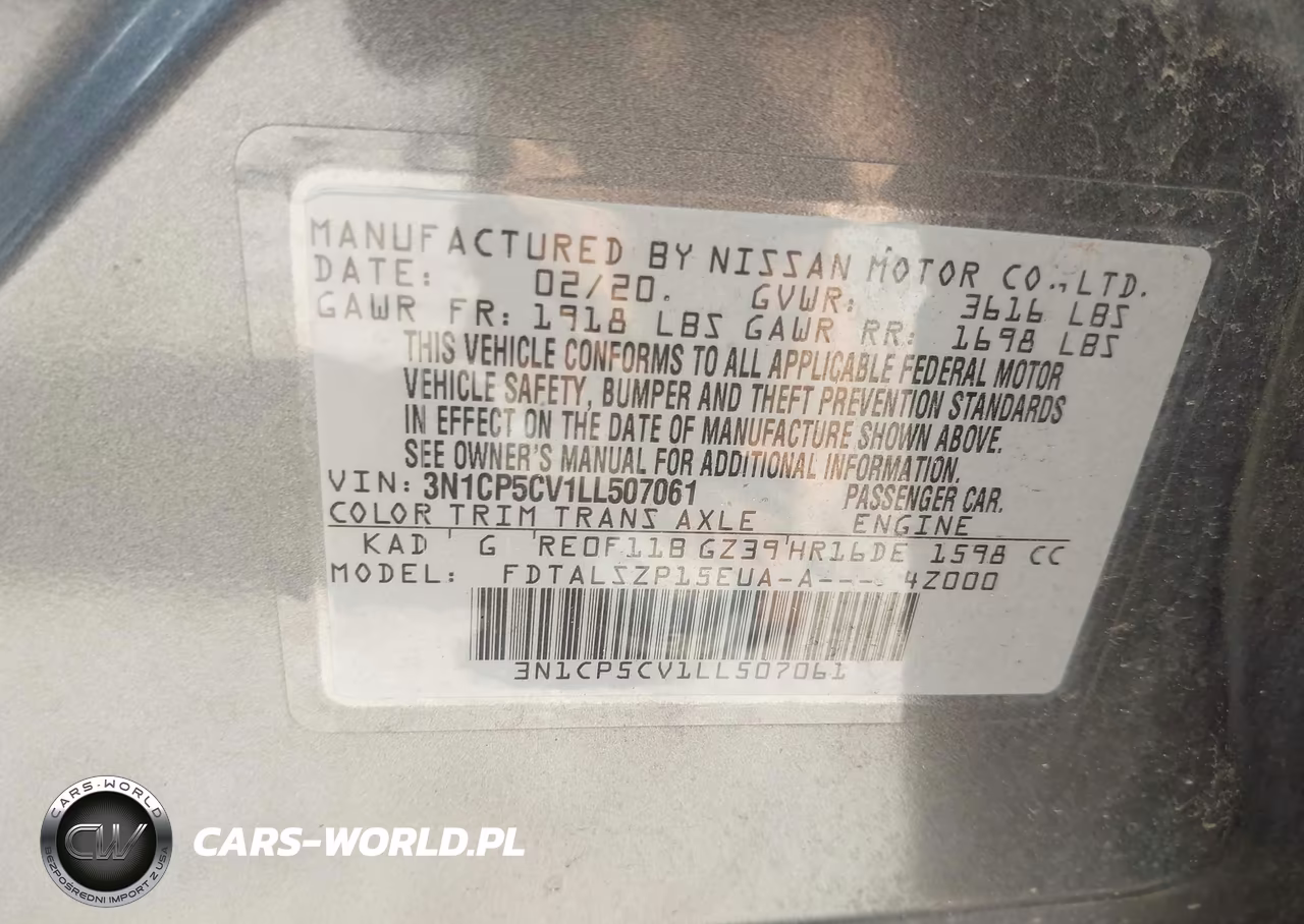 2020 Nissan Kicks Sv Xtronic Cvt VIN:3N1CP5CV1LL507061 - 9