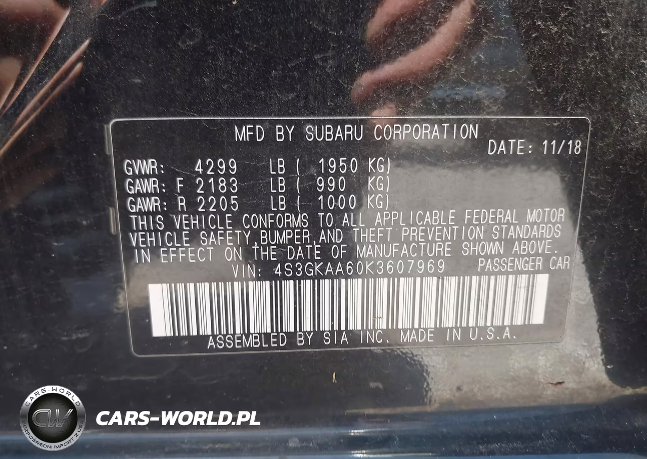 2019 Subaru Impreza 2.0I VIN:4S3GKAA60K3607969 - 9