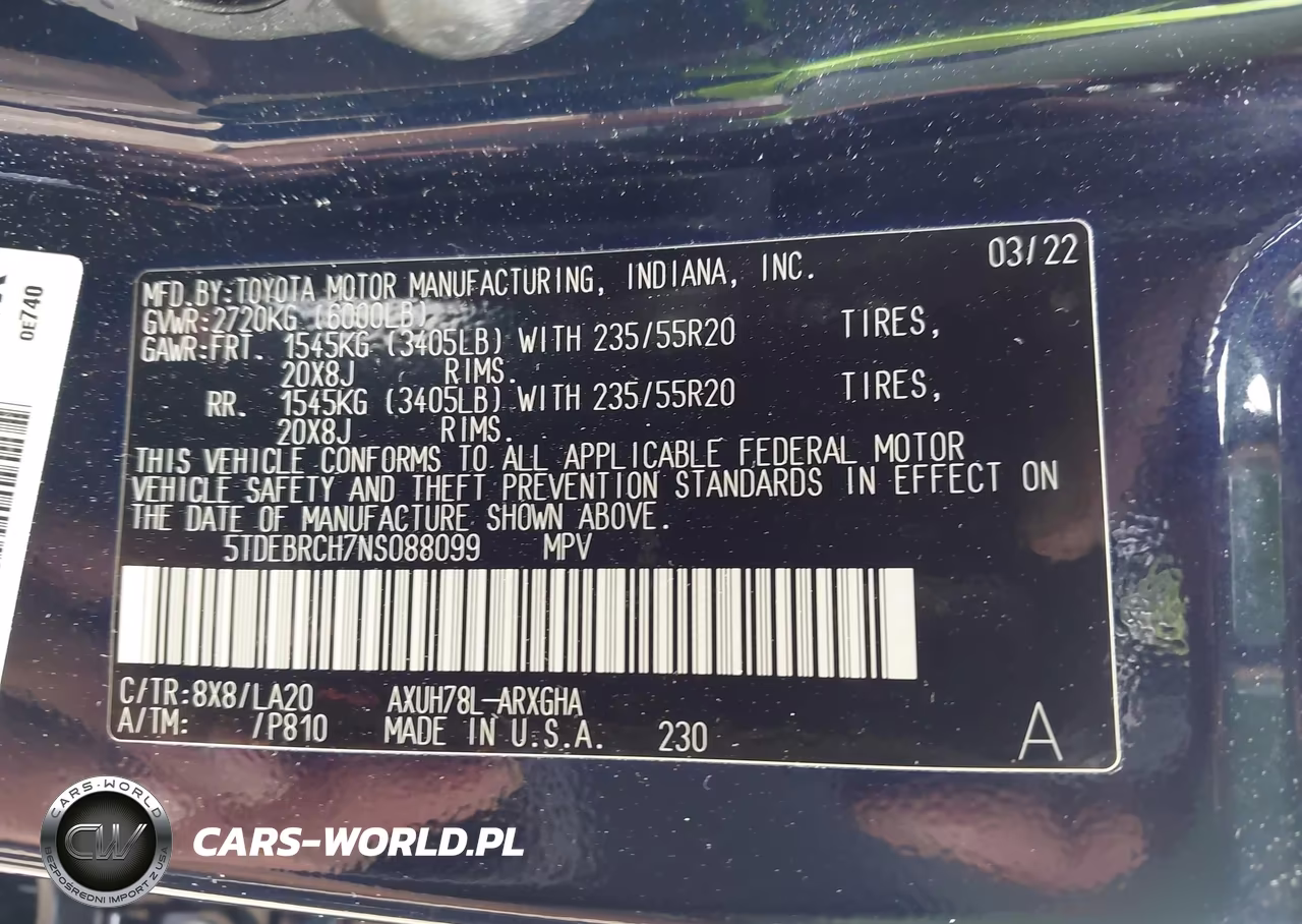 2022 Toyota Highlander Hybrid Platinum VIN:5TDEBRCH7NS088099 - 9