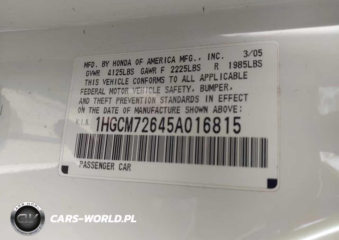2005 Honda Accord 2.4 Ex VIN:1HGCM72645A016815 - 9