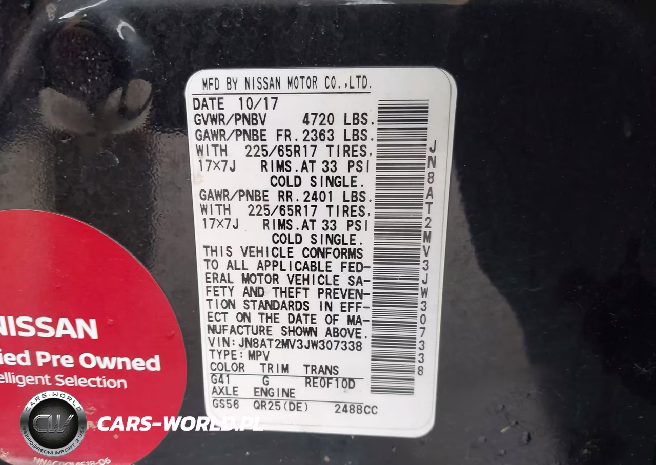 2018 Nissan Rogue Sv VIN:JN8AT2MV3JW307338 - 9
