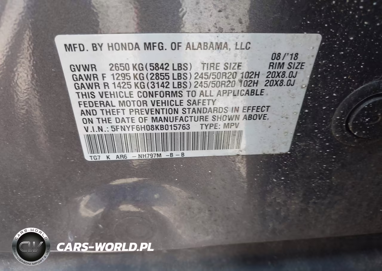 2019 Honda Pilot Elite VIN:5FNYF6H08KB015763 - 9