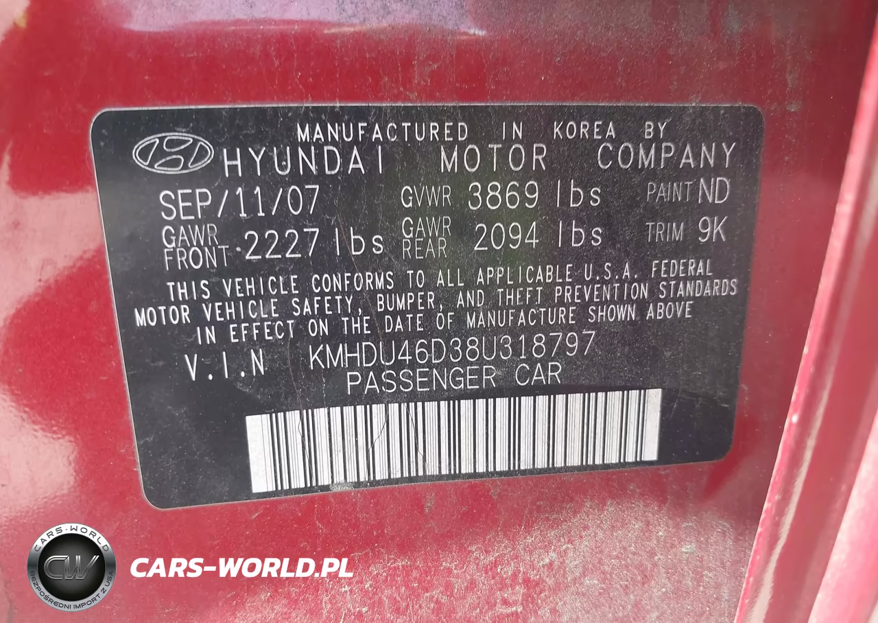 2008 Hyundai Elantra Gls-Se VIN:KMHDU46D38U318797 - 9