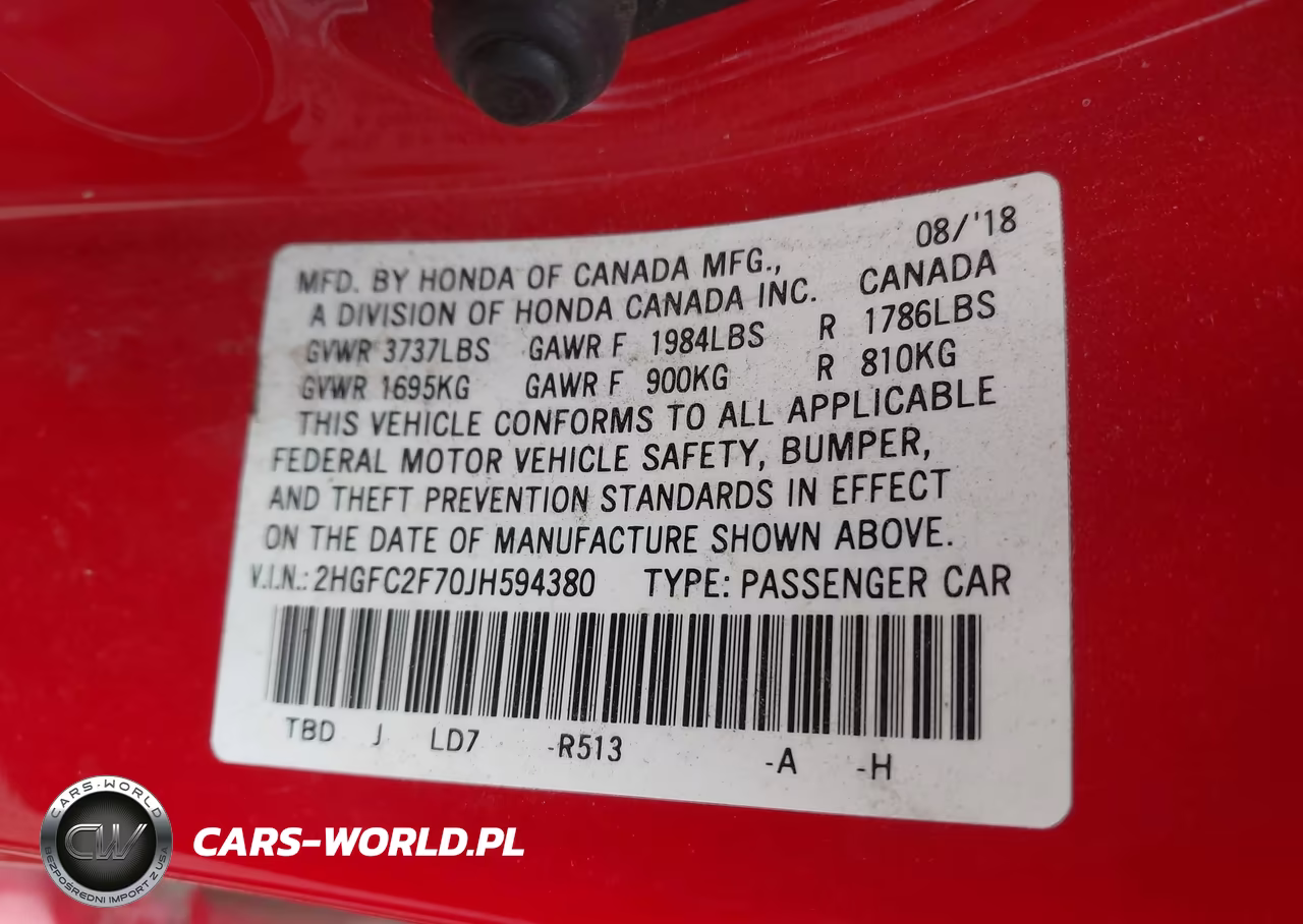 2018 Honda Civic Ex VIN:2HGFC2F70JH594380 - 9
