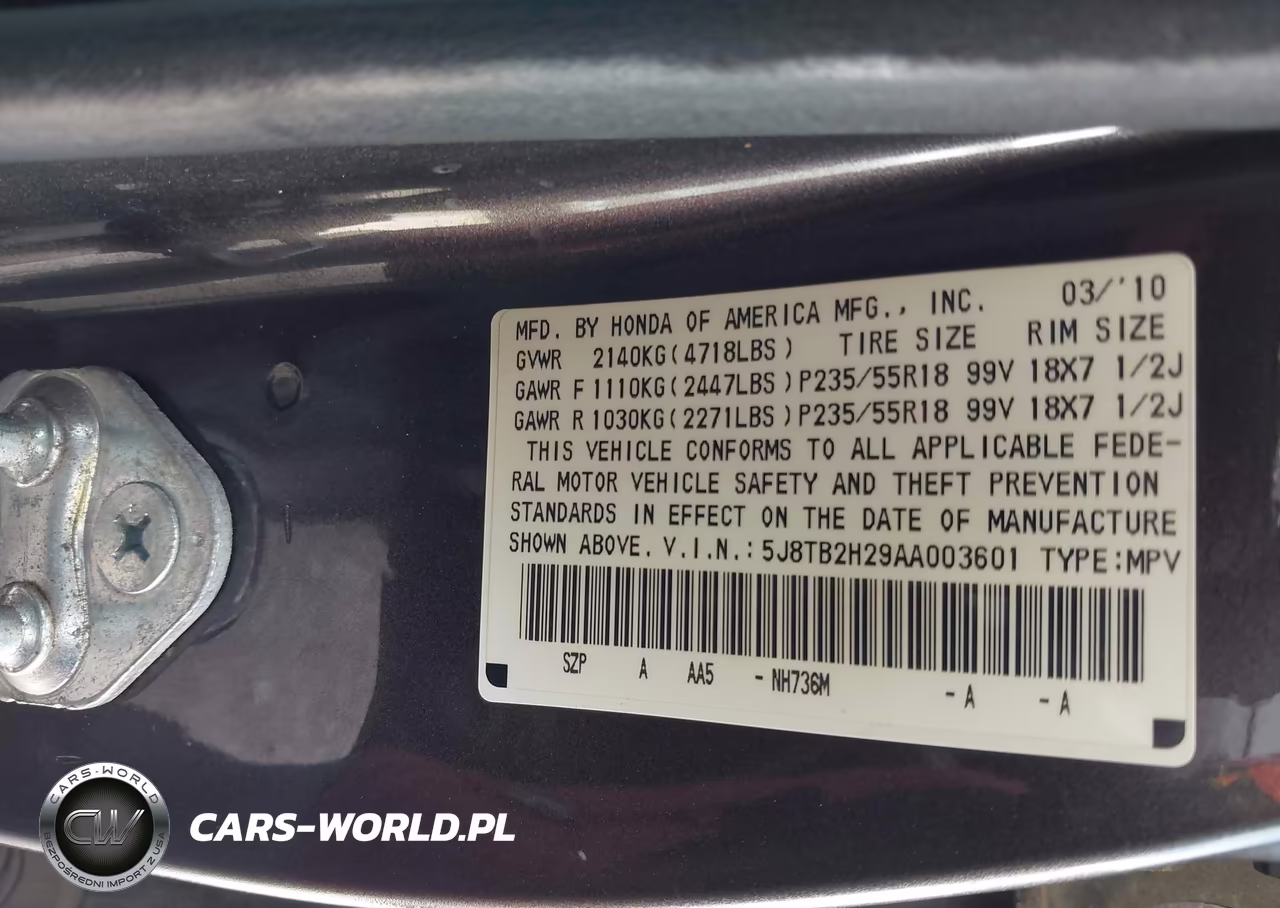 2010 Acura Rdx VIN:5J8TB2H29AA003601 - 9