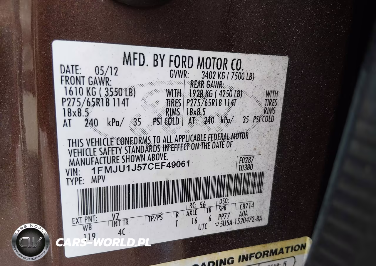 2012 Ford Expedition Xlt VIN:1FMJU1J57CEF49061 - 9