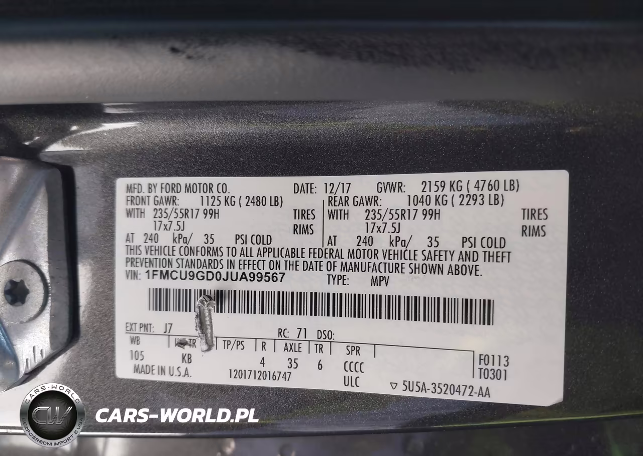 2018 Ford Escape Se VIN:1FMCU9GD0JUA99567 - 9