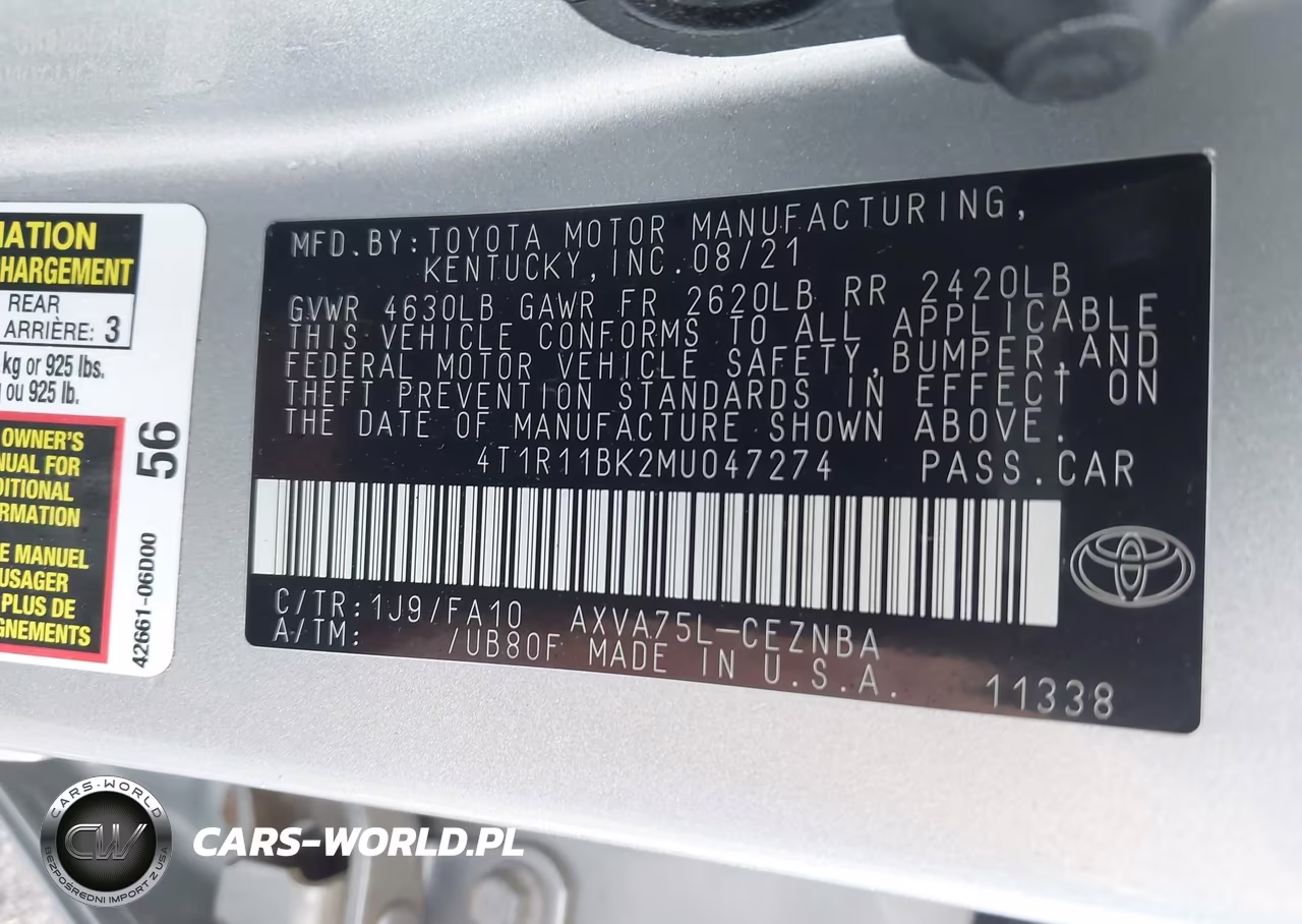 2021 Toyota Camry Le Awd VIN:4T1R11BK2MU047274 - 9