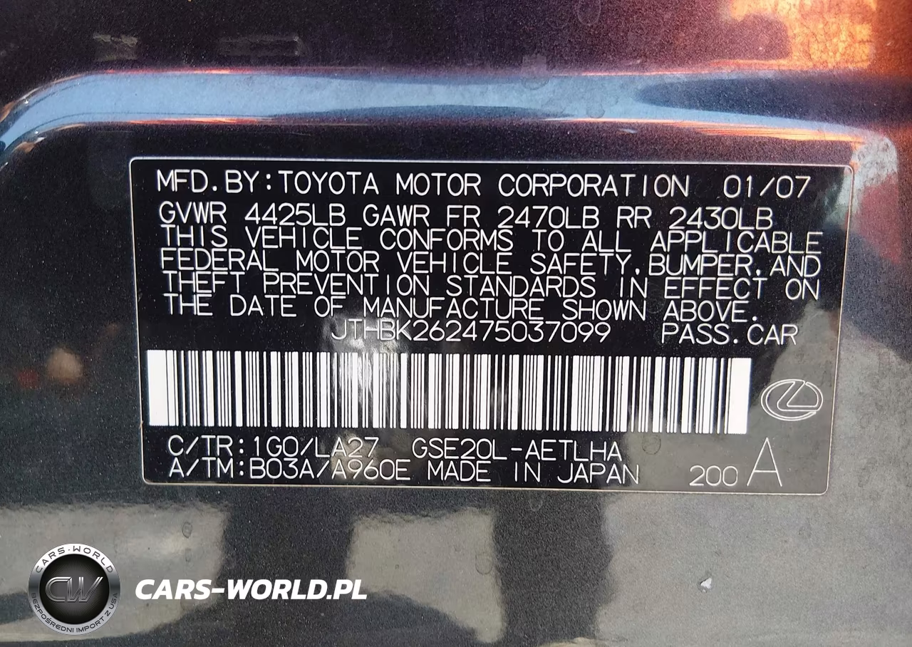 LEXUS IS 250 VIN:JTHBK262475037099 - 9