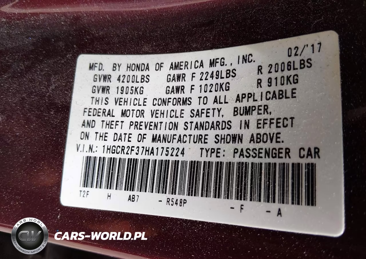 2017 Honda Accord Lx VIN:1HGCR2F37HA175224 - 9