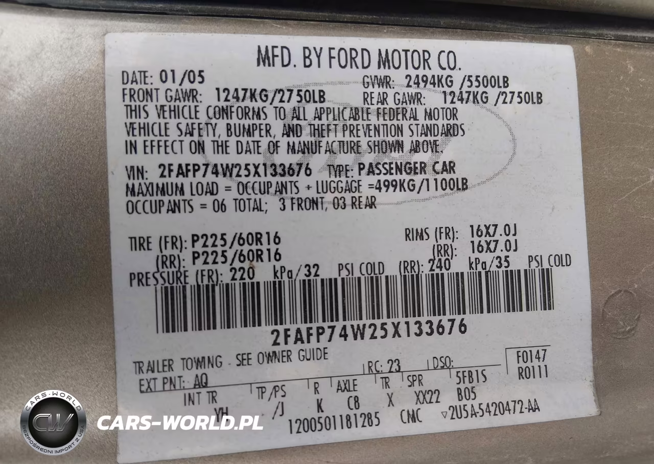 2005 Ford Crown Victoria Lx-Lx Sport VIN:2FAFP74W25X133676 - 9