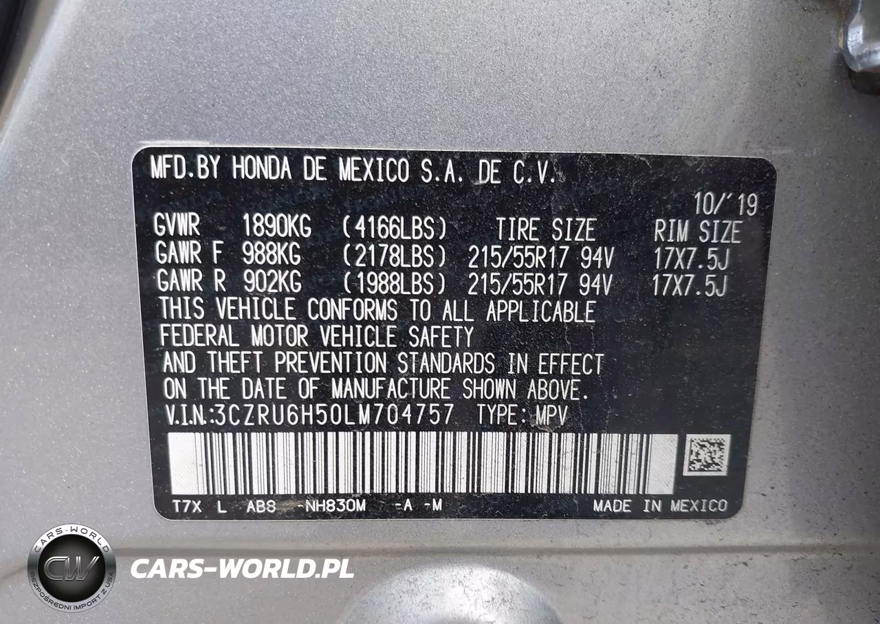 2020 Honda Hr-V Awd Ex VIN:3CZRU6H50LM704757 - 9