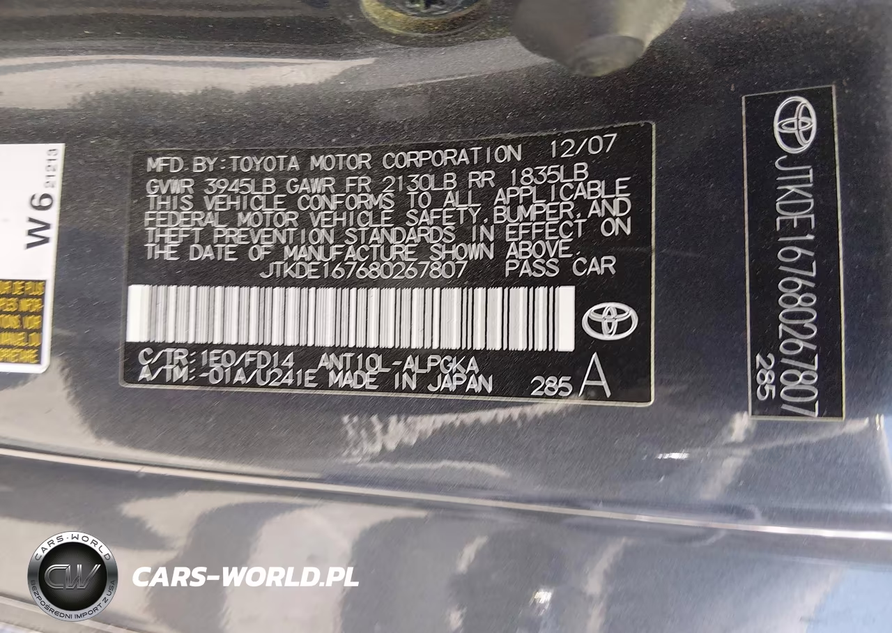 2008 Scion Tc VIN:JTKDE167680267807 - 9