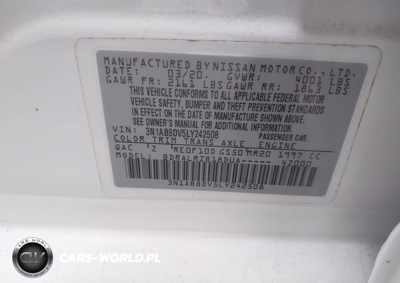 2020 Nissan Sentra Sr Xtronic Cvt VIN:3N1AB8DV5LY242508 - 9