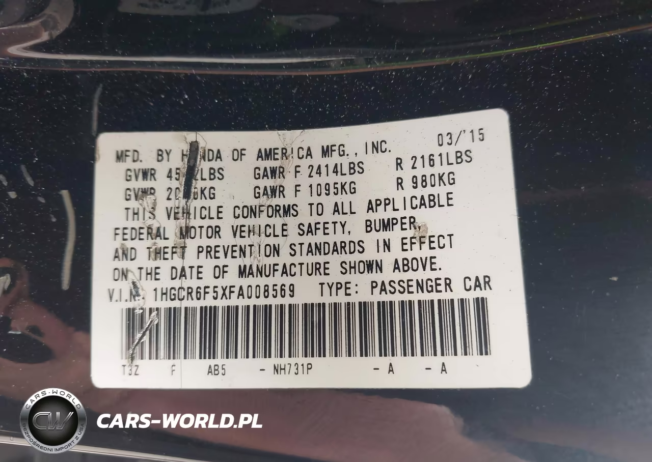 2015 Honda Accord Hybrid Ex-L VIN:1HGCR6F5XFA008569 - 9