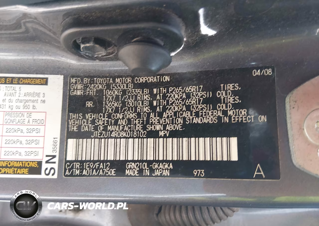 2008 Toyota 4Runner Sr5 V6 VIN:JTEZU14R08K018102 - 9