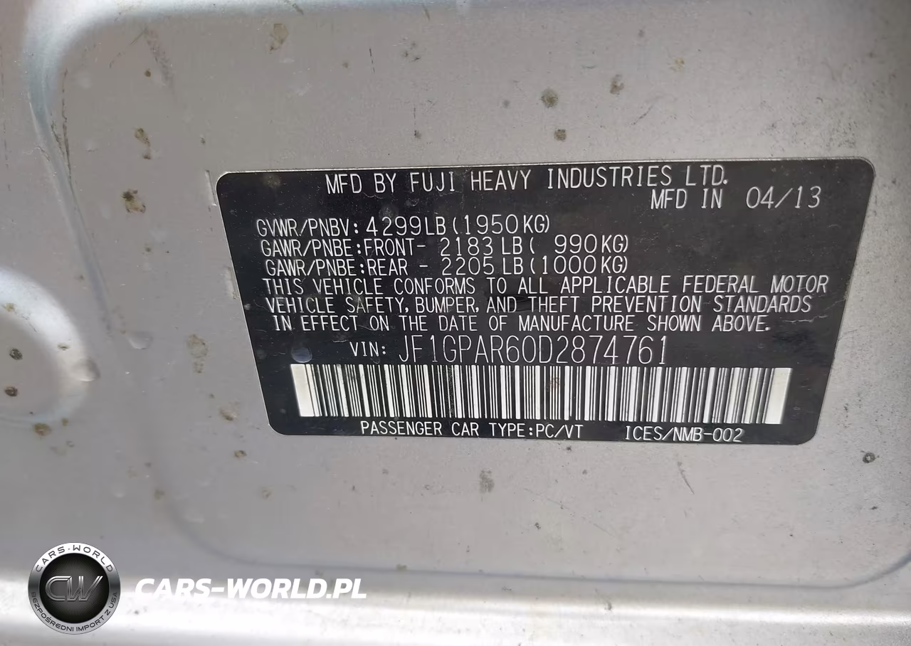2013 Subaru Impreza 2.0I Sport Limited VIN:JF1GPAR60D2874761 - 9