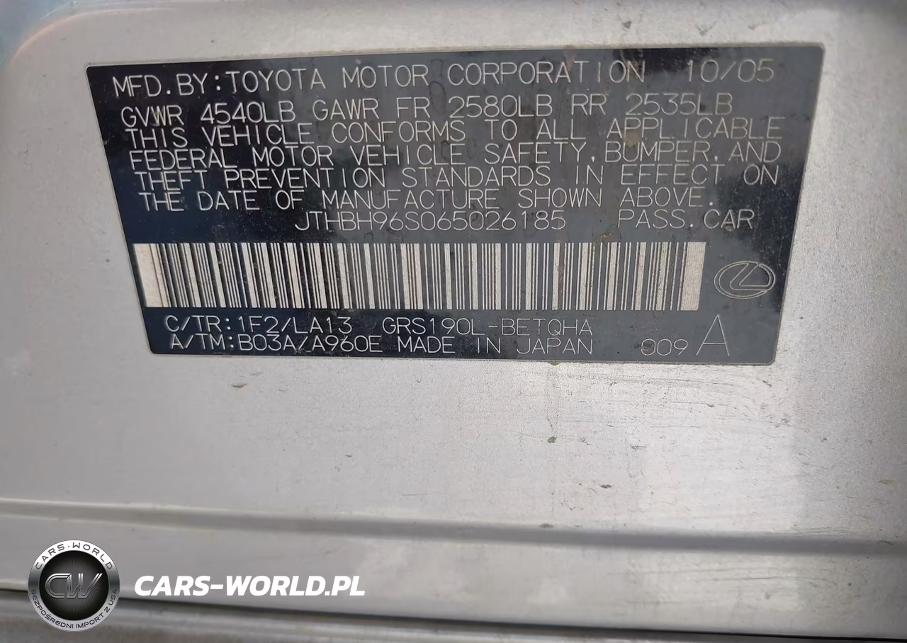 2006 Lexus Gs 300 VIN:JTHBH96S065026185 - 9