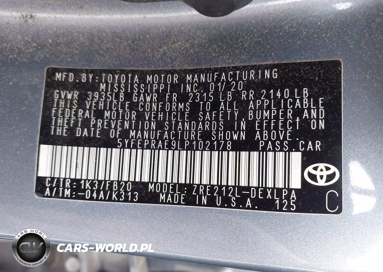 2020 Toyota Corolla Le VIN:5YFEPRAE9LP102178 - 9