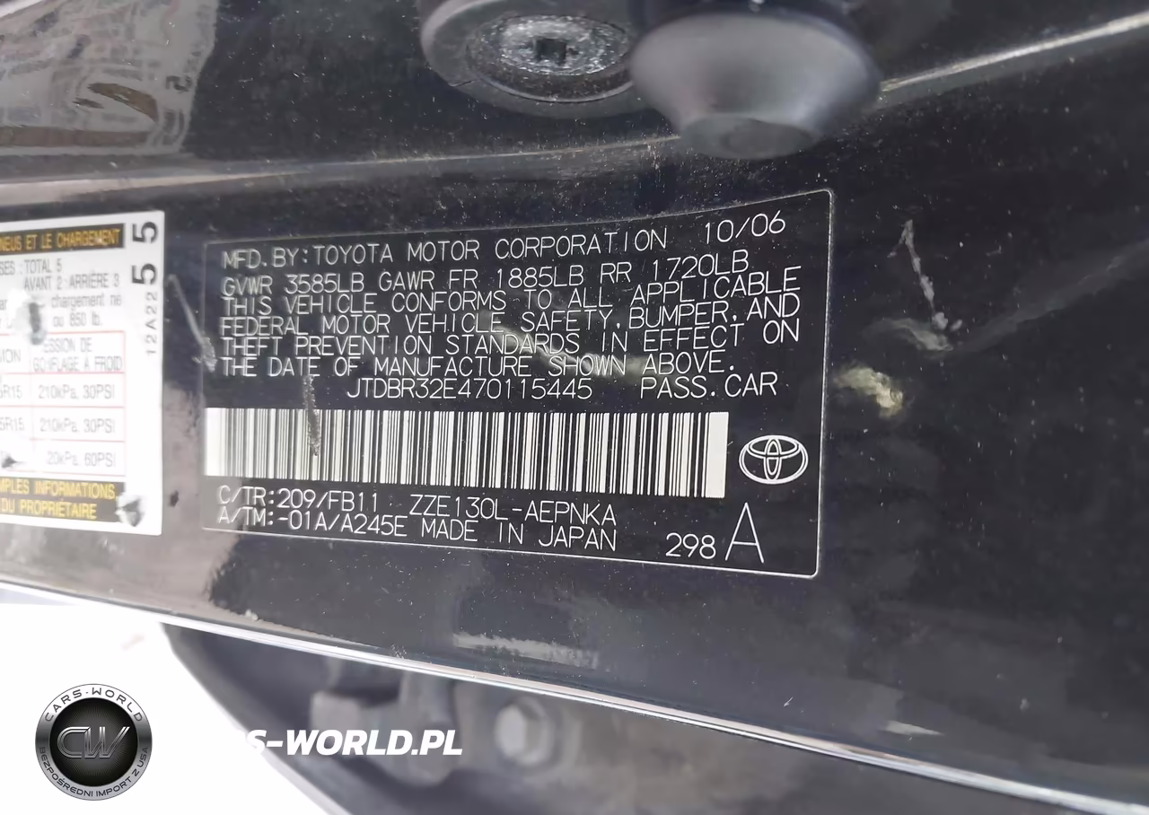2007 Toyota Corolla Le VIN:JTDBR32E470115445 - 9