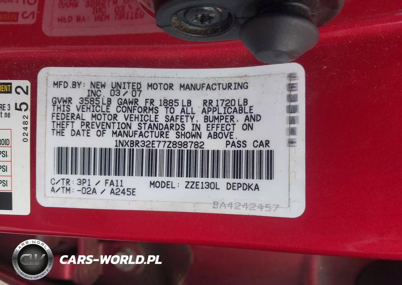 2007 Toyota Corolla Ce VIN:1NXBR32E77Z898782 - 9