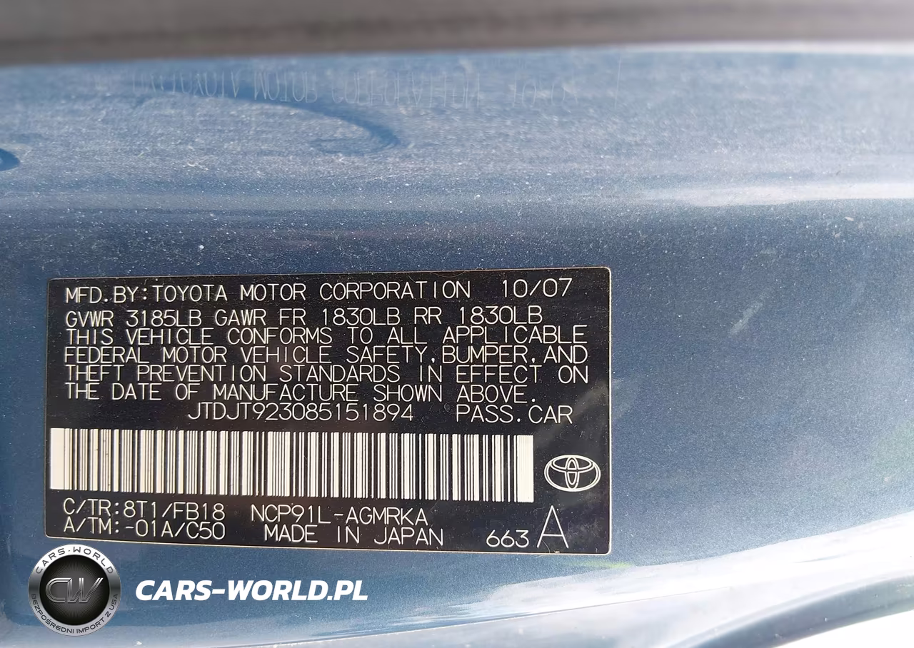 2008 Toyota Yaris VIN:JTDJT923085151894 - 9