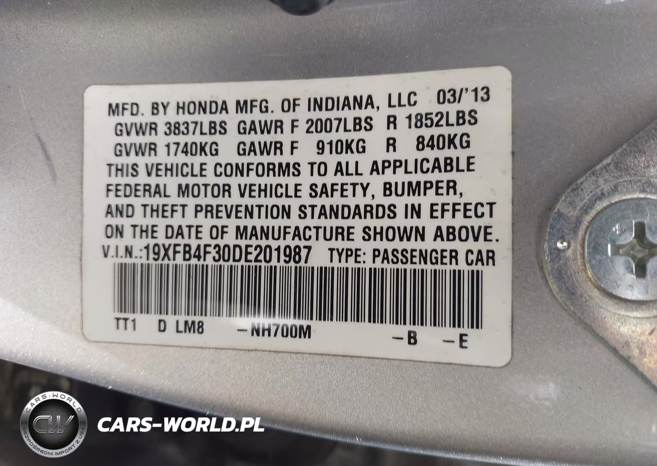 2013 Honda Civic Hybrid VIN:19XFB4F30DE201987 - 9