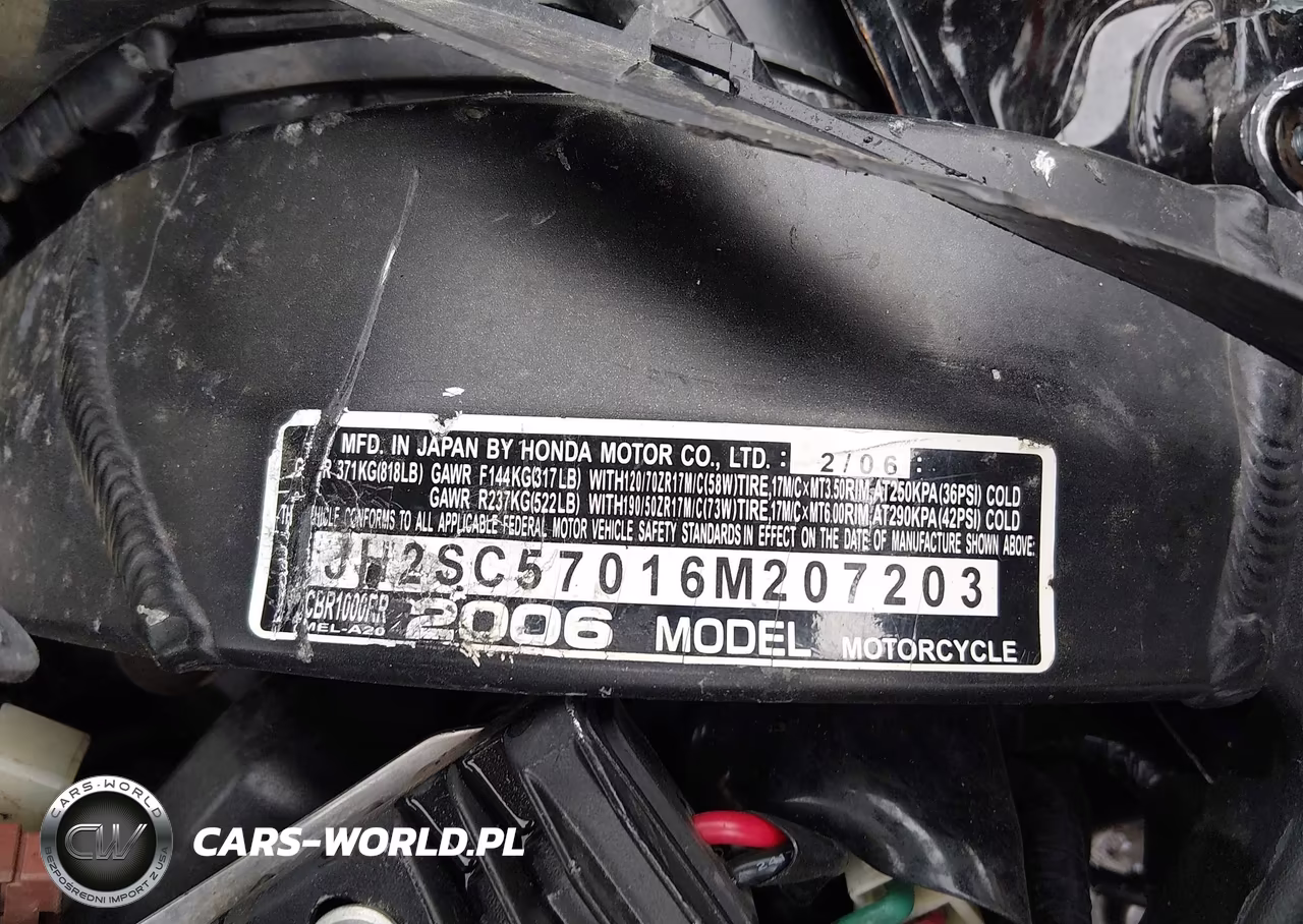 2006 Honda Cbr1000 Rr VIN:JH2SC57016M207203 - 10
