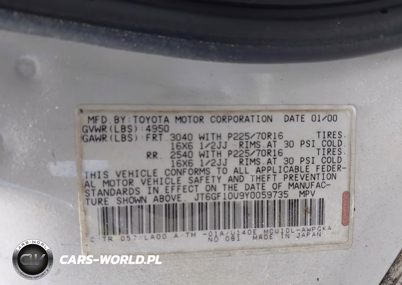 2000 Lexus Rx 300 VIN:JT6GF10U9Y0059735 - 9