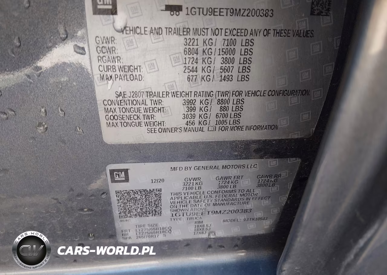 2021 GMC Sierra 1500 4Wd Short Box At4 VIN:1GTU9EET9MZ200383 - 9