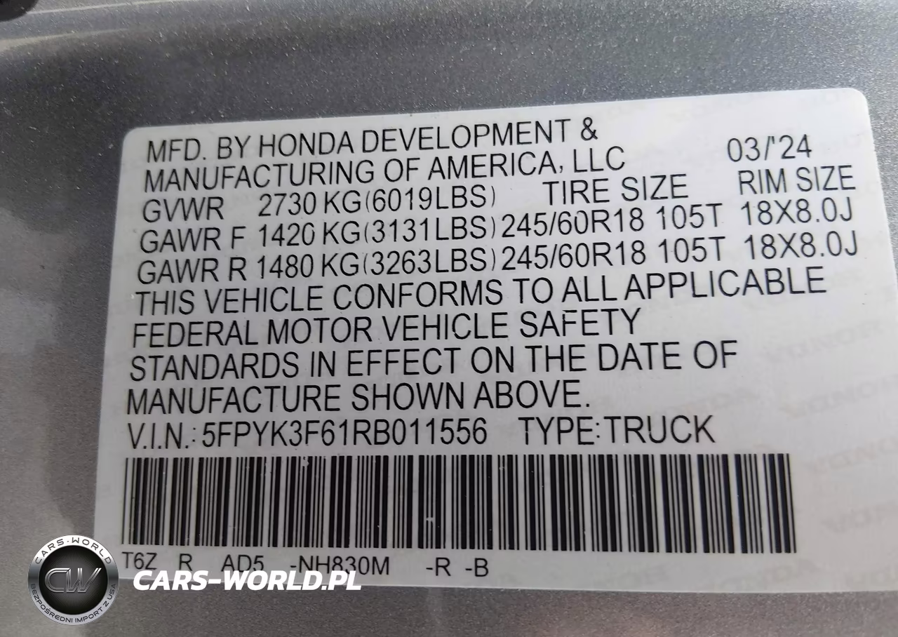 2024 Honda Ridgeline Trailsport VIN:5FPYK3F61RB011556 - 9