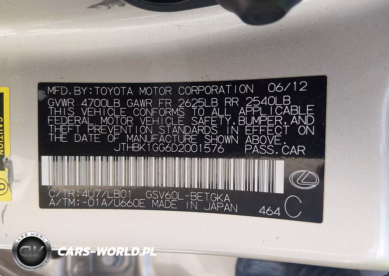 2013 Lexus Es 350 VIN:JTHBK1GG6D2001576 - 9