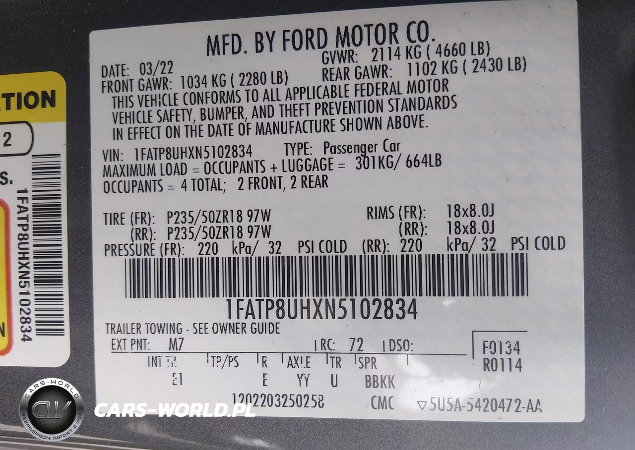 2022 Ford Mustang Ecoboost Premium VIN:1FATP8UHXN5102834 - 9