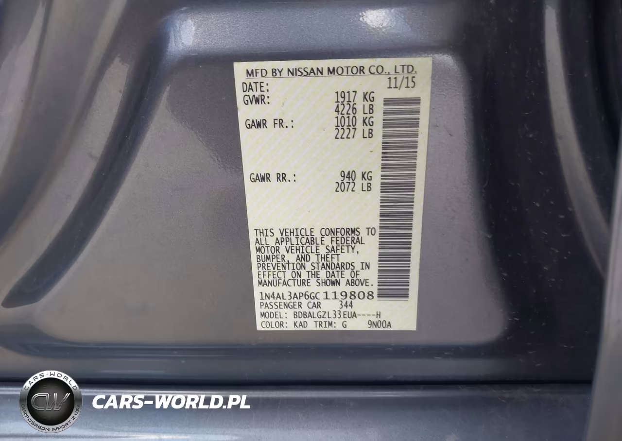 2016 Nissan Altima 2.5 S VIN:1N4AL3AP6GC119808 - 9