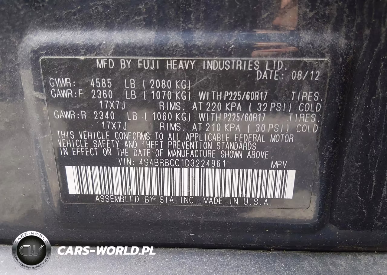 2013 Subaru Outback 2.5I Premium VIN:4S4BRBCC1D3224961 - 9