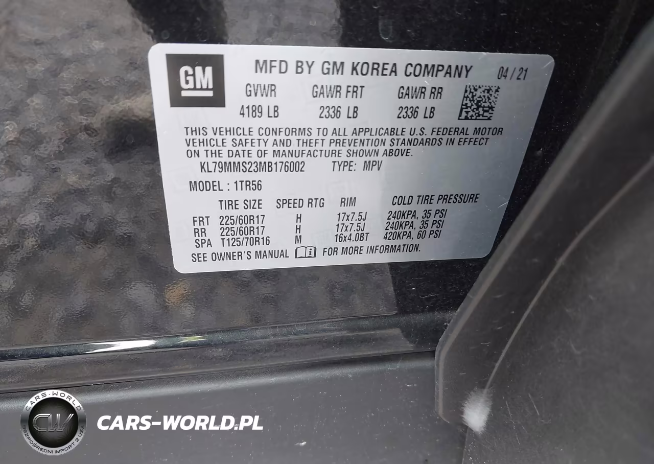 2021 Chevrolet Trailblazer Fwd Ls VIN:KL79MMS23MB176002 - 9
