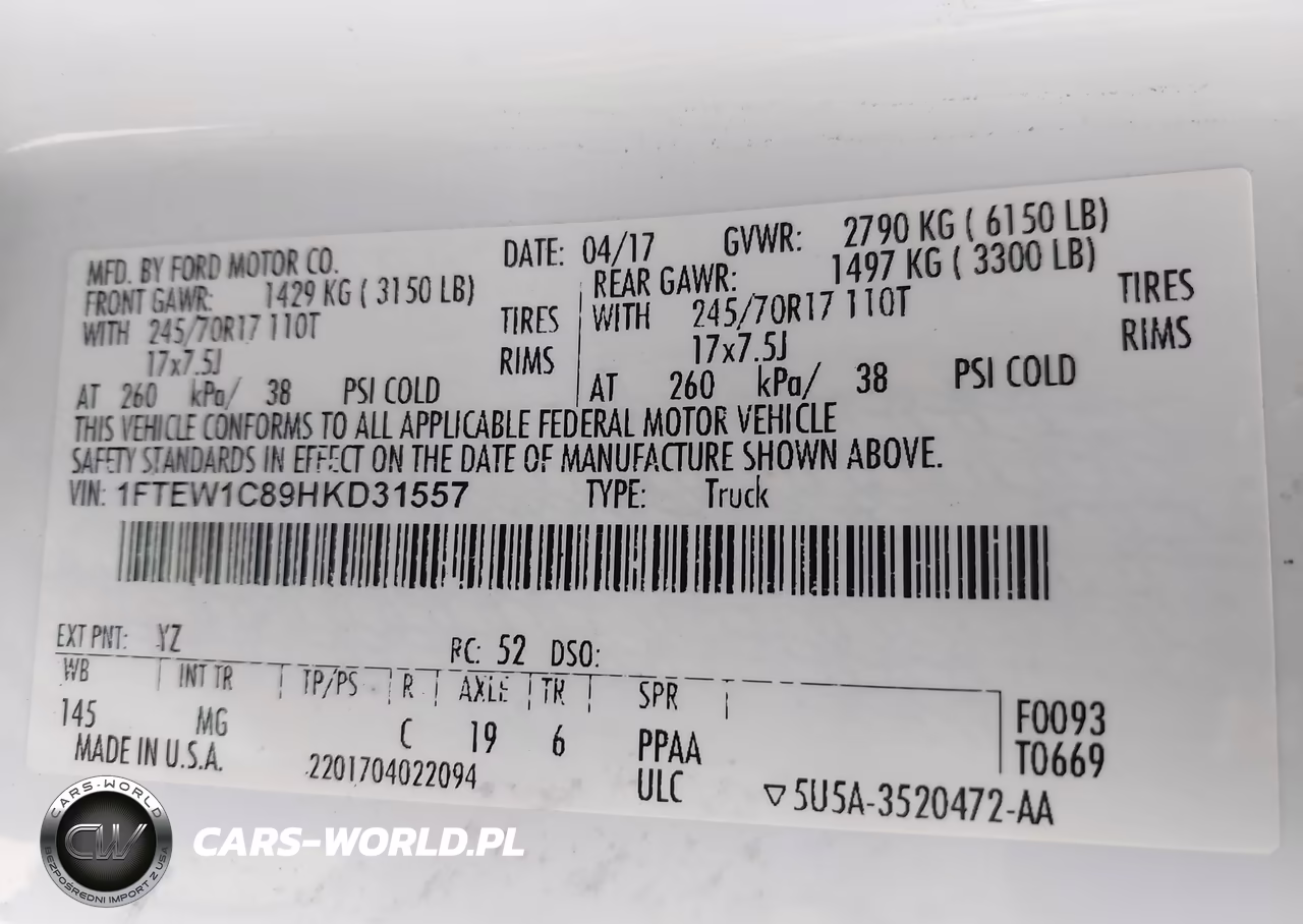 2017 Ford F-150 Xlt VIN:1FTEW1C89HKD31557 - 9