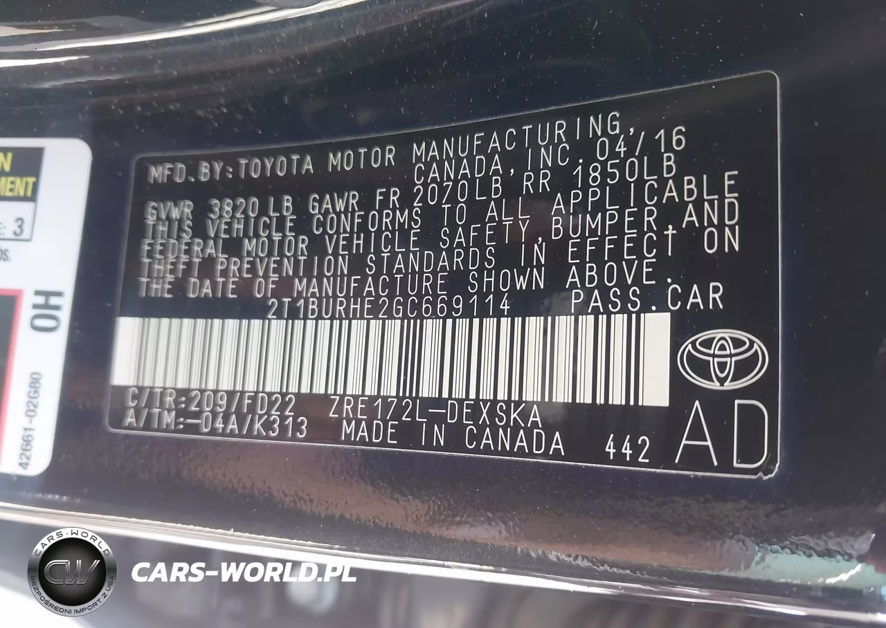 2016 Toyota Corolla S Plus VIN:2T1BURHE2GC669114 - 9