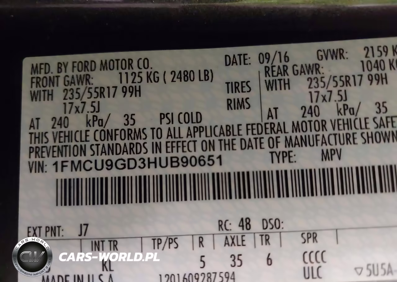 2017 Ford Escape Se VIN:1FMCU9GD3HUB90651 - 9