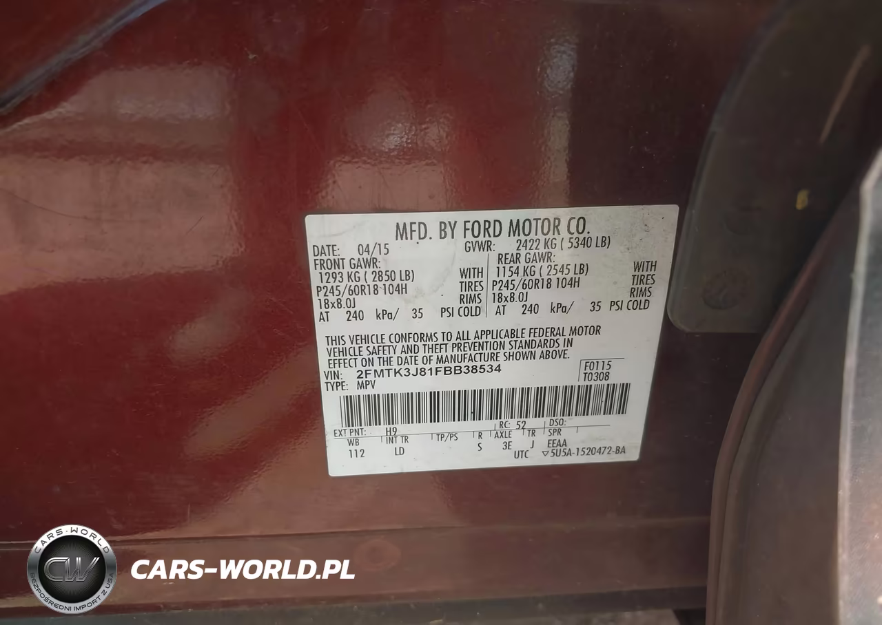 2015 Ford Edge Sel VIN:2FMTK3J81FBB38534 - 9