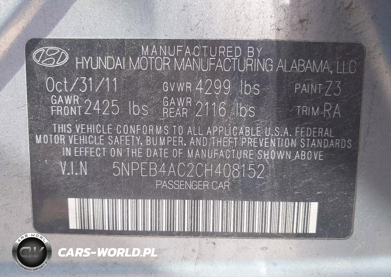 2012 Hyundai Sonata Gls VIN:5NPEB4AC2CH408152 - 9