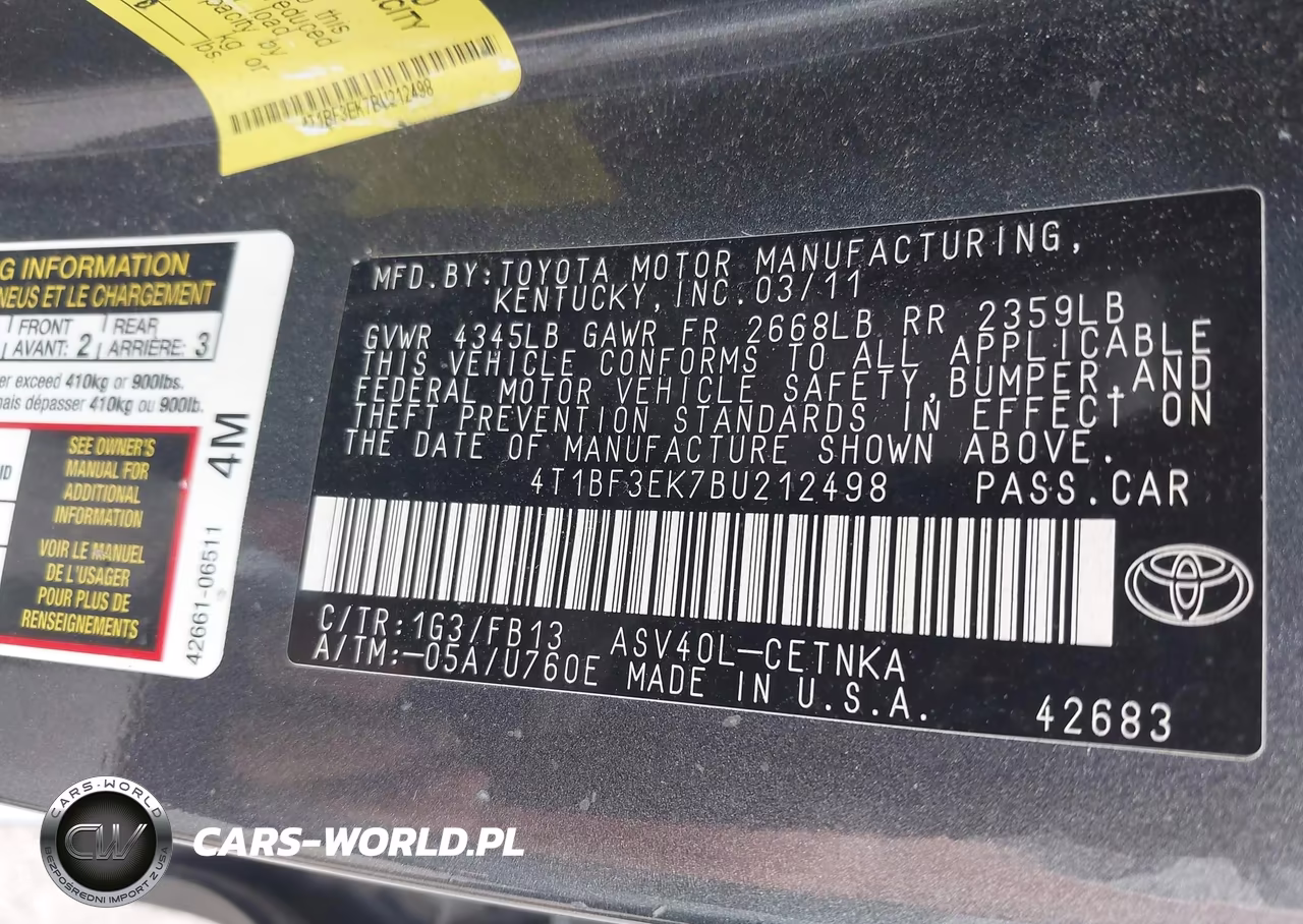 2011 Toyota Camry Le-Se-Xle VIN:4T1BF3EK7BU212498 - 9