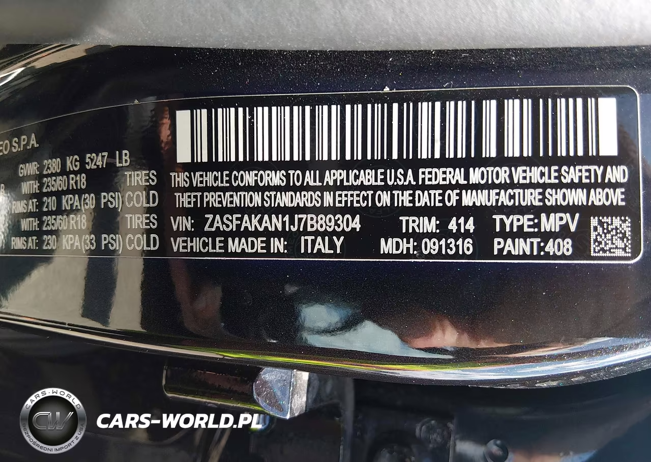 2018 Alfa Romeo Stelvio Awd VIN:ZASFAKAN1J7B89304 - 9