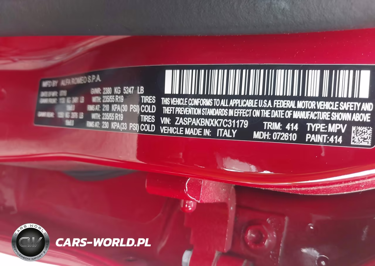 2019 ALFA ROMEO STELVIO TI AWD VIN:ZASPAKBNXK7C31179 - 9