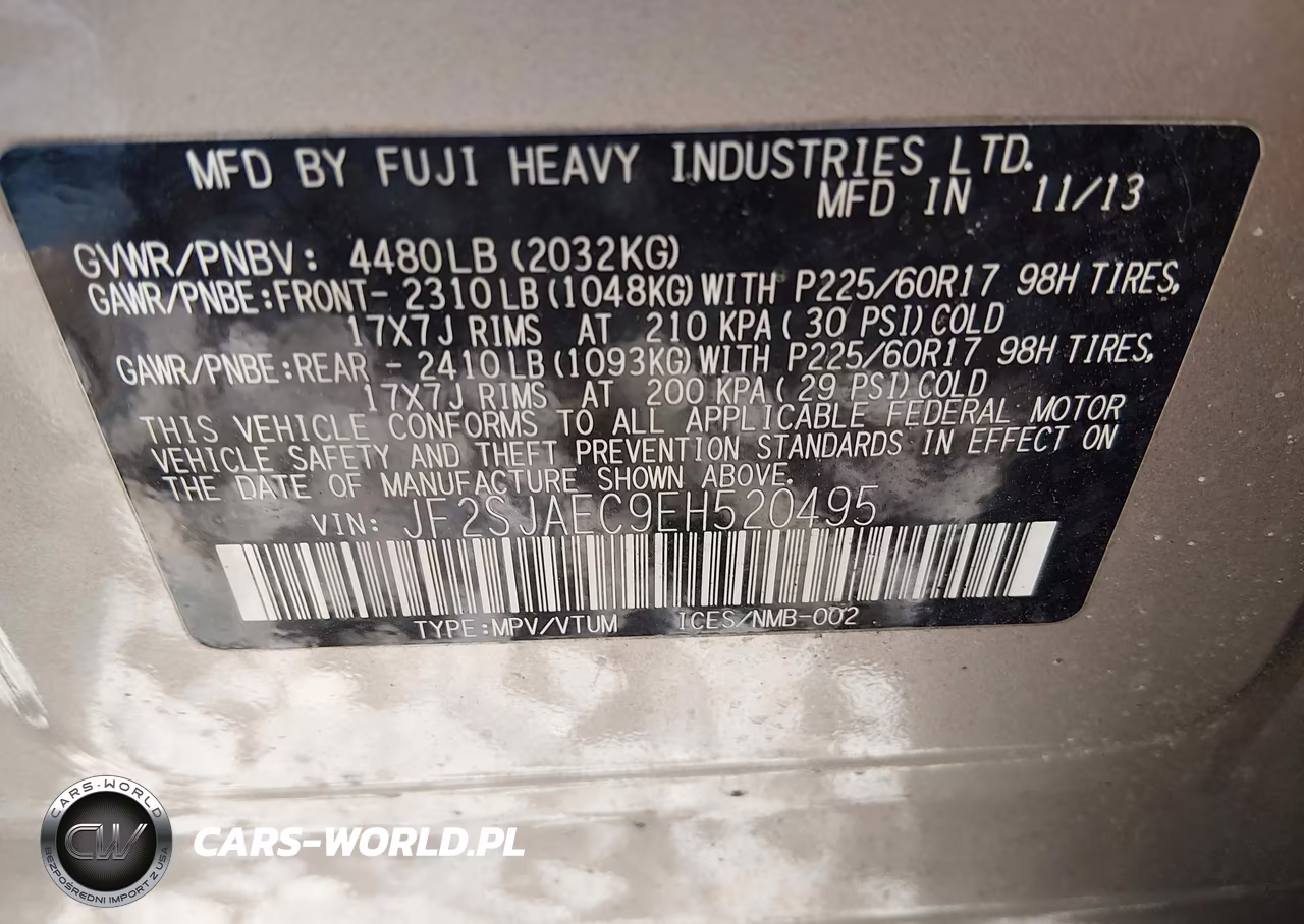 2014 Subaru Forester 2.5I Premium VIN:JF2SJAEC9EH520495 - 9