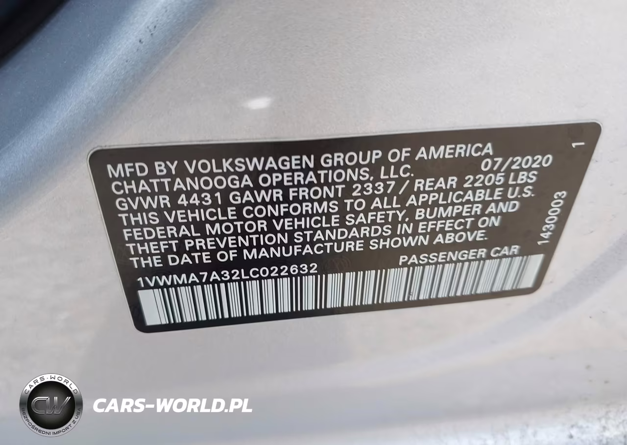 2020 Volkswagen Passat 2.0T R-Line VIN:1VWMA7A32LC022632 - 9