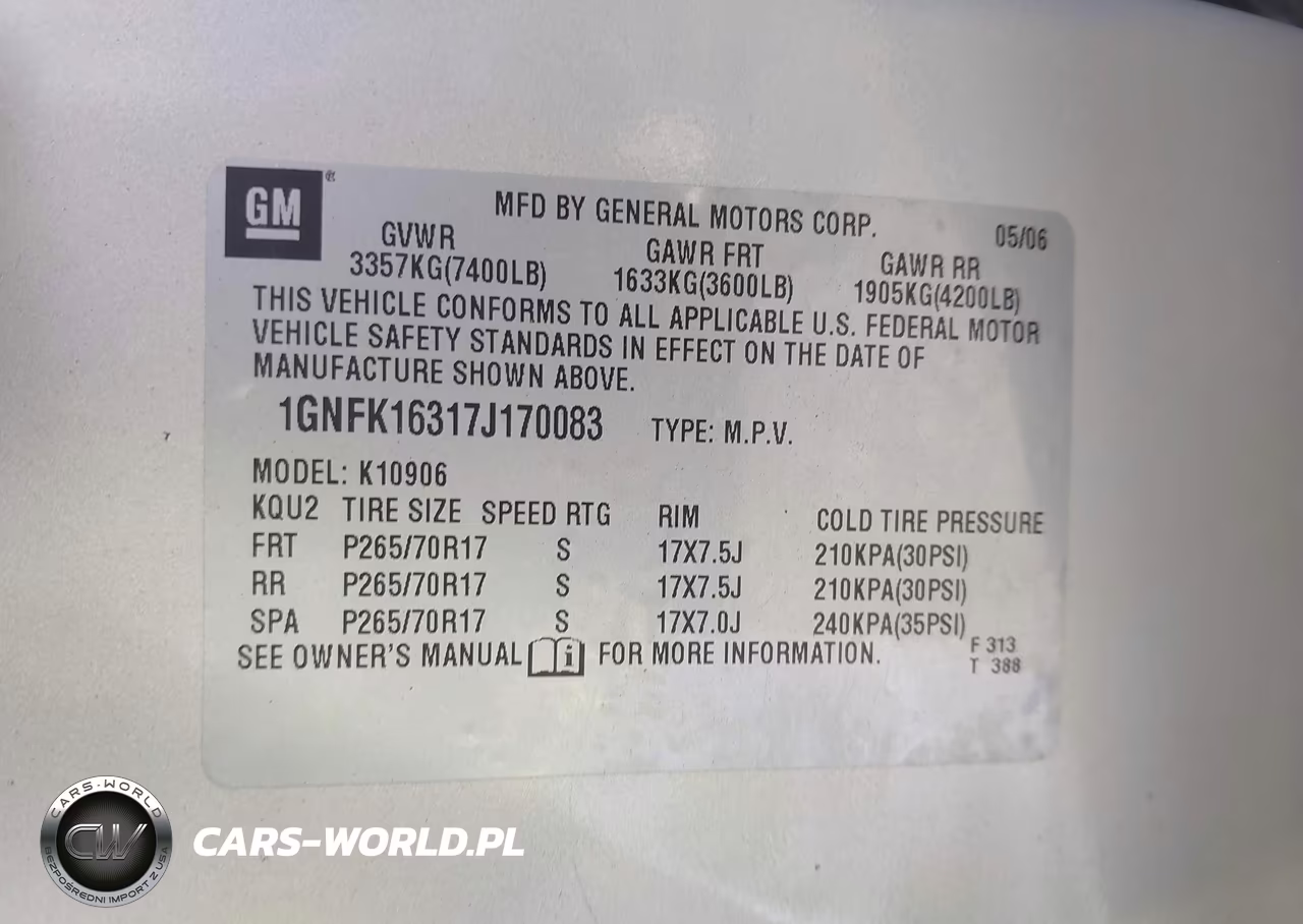 2007 Chevrolet Suburban Lt VIN:1GNFK16317J170083 - 9