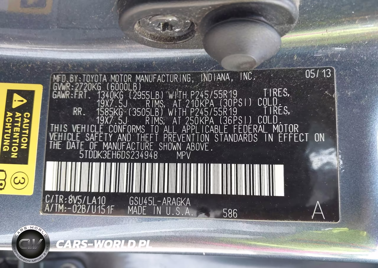 2013 Toyota Highlander Limited V6 VIN:5TDDK3EH6DS234948 - 9